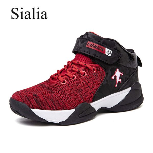 

sialia basketball children shoes for kids sneakers boys casual shoes girls sneakers running school trainers mesh breathable, Black;red