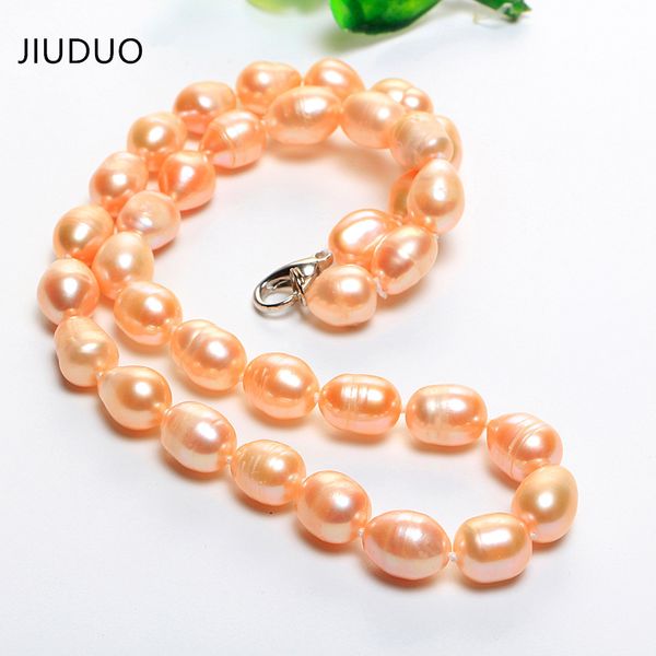 

jiuduo pearl jewelry natural pearl necklace bride temperament necklace women beautiful handmade unique gift choker, Silver