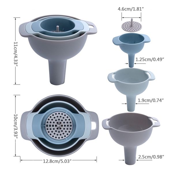 

4 in 1 multi-function funnel set filter oil can household oil hopper sub-packaging plastic funnel kitchen tools other kitchen dining bar