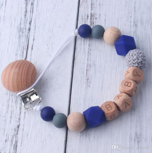

ins baby wood bead pacifier chain clips with cover foreign trade hand made natural infant baby gracious pacifier holder
