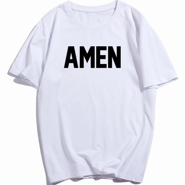 

christian amen printed t shirt for man woman summer cotton short sleeve jesus t shirt, White;black