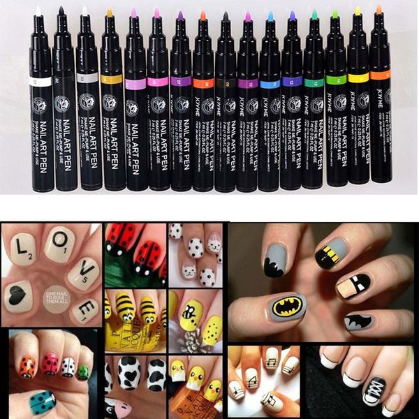 

new 16 colors nail art pen for 3d nail art diy decoration polish pen set 3d design beauty tools paint pens