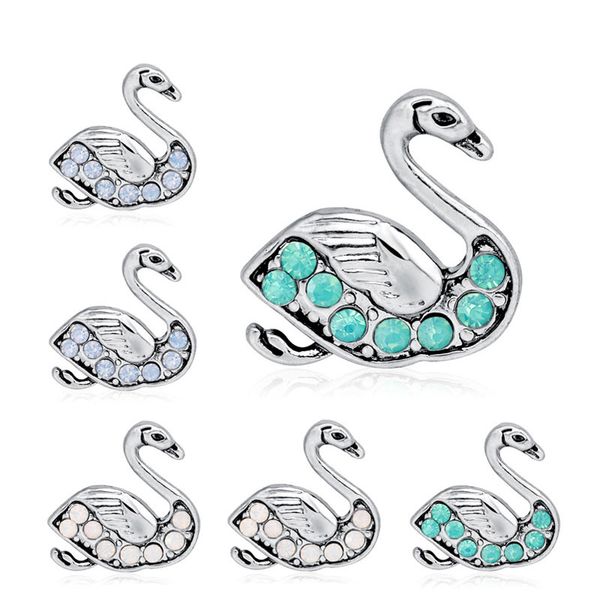 

new encrusted lapel shirts pins clear crystal cartoon animal swan brooches jewelry gift for girl women ing, Gray