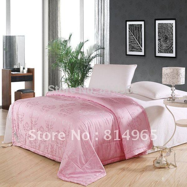 

pink quality-100% mulberry silk filled winter duvet quilt comforter twin210x150cm or make any size ---500gsm