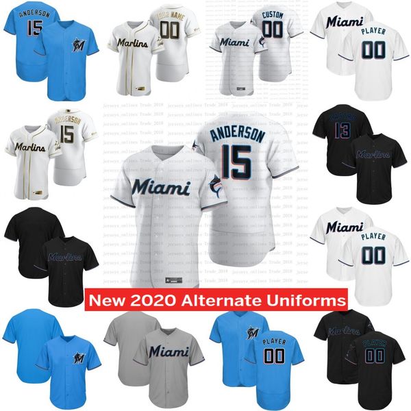 

miami 2020 marlins jersey mens women's youth starlin castro jorge alfaro garrett cooper harold ramirez jon berti austin dean jt riddle, Black