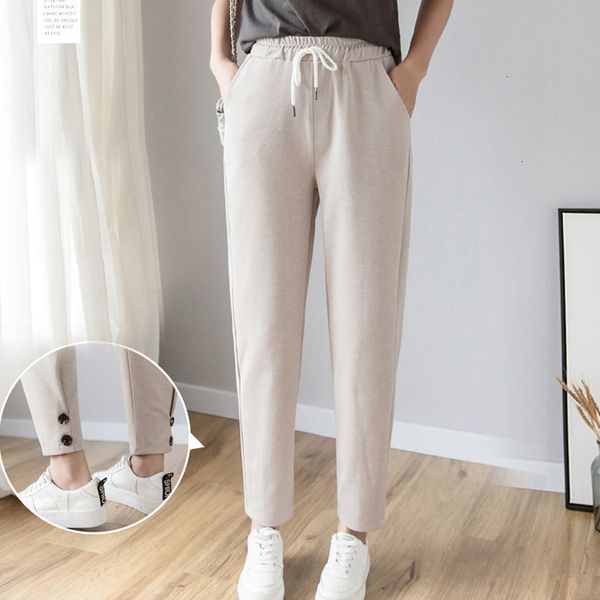 

конструктор sweatpants женщина брюки женские брюки 2019 мода весны твердых упругая высокая талия вскользь шаровары sweatpants карандаш pant, Black;white