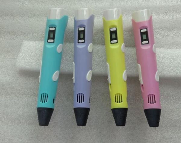 3D Set Pen com Display LED DIY Pen Impressão 3D Com 9meters ABS / PLA Filament Design Criativo Desenhe presente de aniversário da menina do menino Toy Crianças
