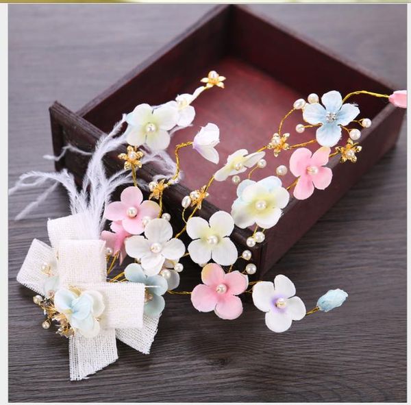 

coloured handmade feather flower headwear 2009 bride hair ornament elegant bride headdress ornaments, Slivery;golden