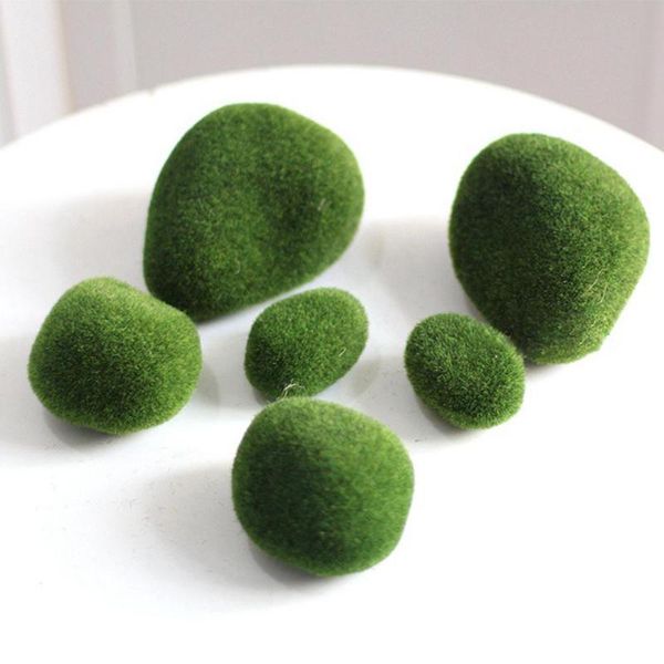 

6pcs artificial moss rocks decorative faux green moss covered stones home l decoration