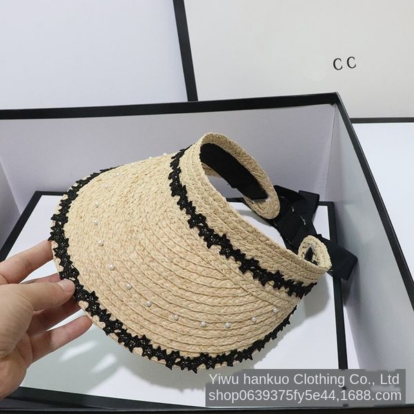 

lafite straw grass empty female summer sunscreen no sun holiday sun hat straw hat, Blue;gray