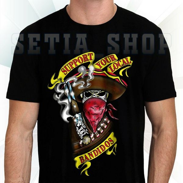 

bandidos mc support your local bandidos motorcycle club rider t-shirt s-5xl, White;black