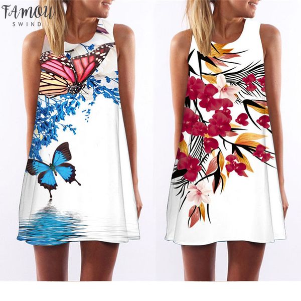 

summer dress women 2020 casual office clothing sleeveless beach dresses cartoon plant print vest dress vestido, Black;gray