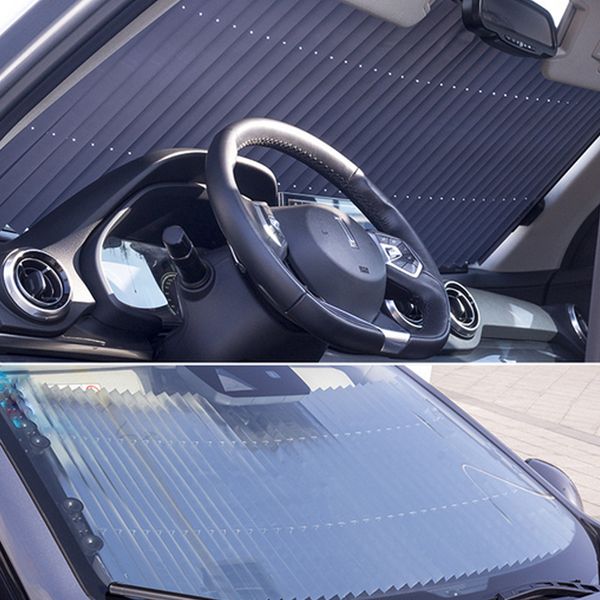 

46cm/65cm/70cm/80cm upgarde retracta'ble suv truck car front windshield sunshade rear window sun visor uv protection curtain