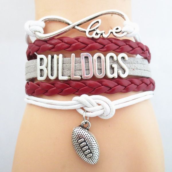 

bulldogs football bracelets infinity fans' love cheer for bulldogs football souvenir jewelry, Golden;silver
