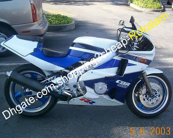 Голубой белый мотоцикл набор для Honda CBR400RR NC23 CBR400 RR CBR 400RR 1987 1988 1989 ABS PLASTAL PRECTING COWLIGHT AFTHERMEET KIT