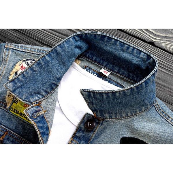 

slim denim jacket men 's autumn coat boy retro denim j, Black;brown