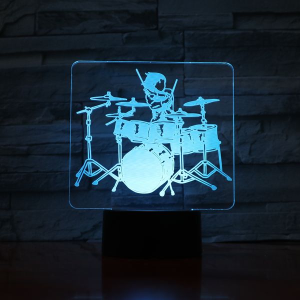 

usb 3d led night light jazz drum kit set multicolor rgb boys kids baby gifts musical instrument atmosphere table lamp bedside