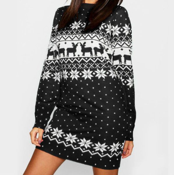 

женские платья рождество одежда печатных с длинными рукавами платье мода прилив шею марка высокое качество sexy тонкий 2019 осень wholeale, Black;gray