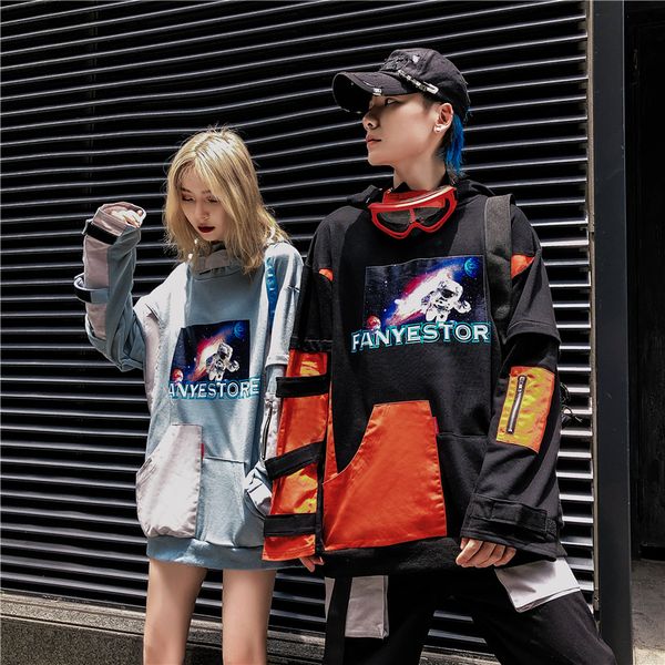 

autumn 2019 new men hooded space astronaut hip hop hoodie, Black