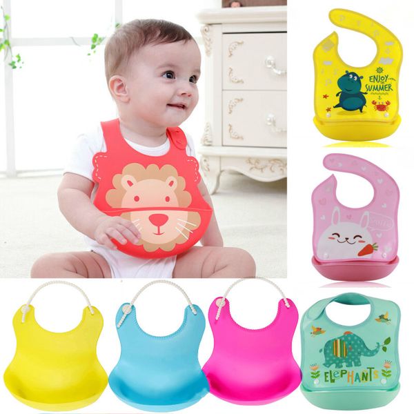 

silicone waterproof cartoon infant baby boys girls bib burp cloths washable roll up crumb catcher feeding eating baby bib