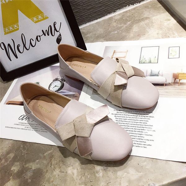 

2020 casual women comfortable soft leather square toe flats beige slip on loafers bow knots korean oxfords shoes zapatos mujer, Black