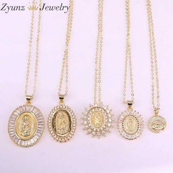 

5pcs, gold color jesus / mary of virgin design pendant necklace, Silver