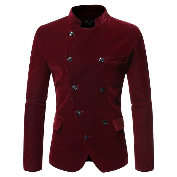 

1 piece 2019 spring new men's suits jacket solid color blazers men england style double breasted suit men's jackets, White;black