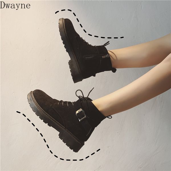 

boots tide ins2019 autumn breathable wild increase thick bottom word buckle net red low tube black short boots women