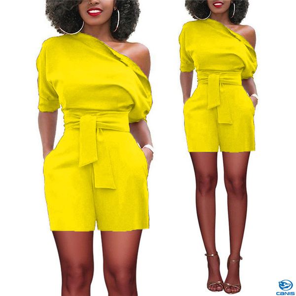

plus size women lady party bodycon romper lady pure color jumpsuit new 2018 short sleeve club jumpsuit short pants trousers, Black;white