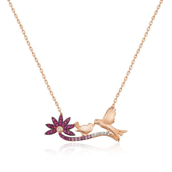 

925 sterling silver mother and baby bird lady necklace