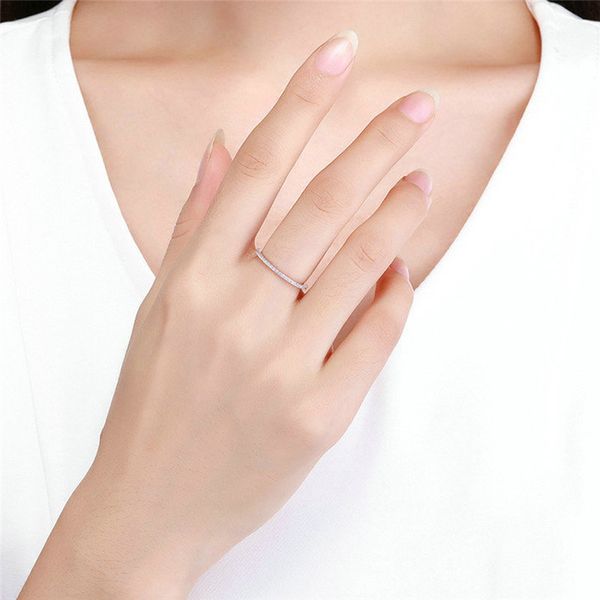

fashion female luxury jewelry shinny crystal ring simple wedding party zircon ring for women size 5-10, Silver