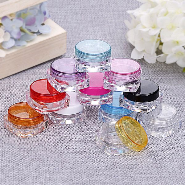 

colorful 3g 5g cosmetic container square cream jar sample jar makeup face cream lip balm container bottle cosmetic bottle packaging dhl