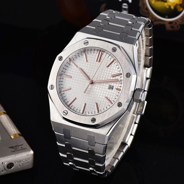 

watch men automatic mechanical watch 316l solid stainless steel date luminous waterproof 41mm lm11z, Slivery;brown