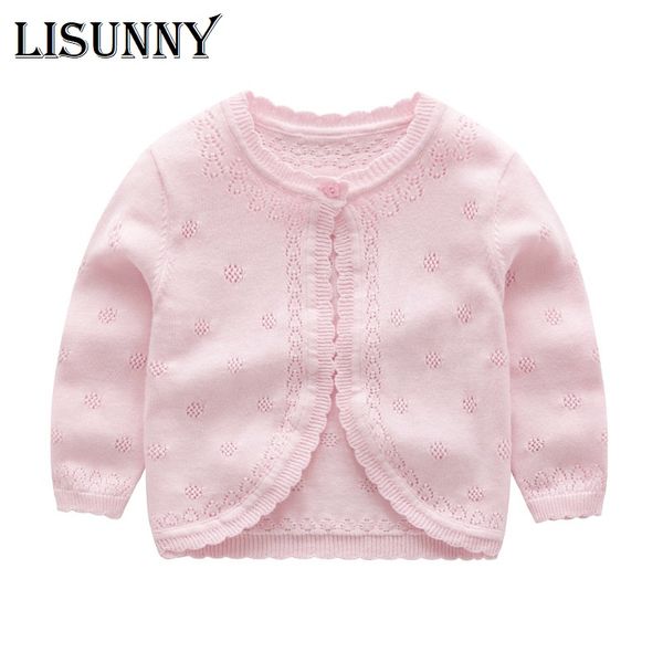 

2020 spring summer european american style girls princess sweater kids shawl a buckle hollow children coat baby knitted cardigan, Blue