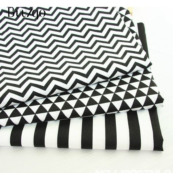 

buulqo meter 100% cotton fabric printed black kids twill cloth for diy handmade baby bed sheet home textile sewing patchwork, Black;white