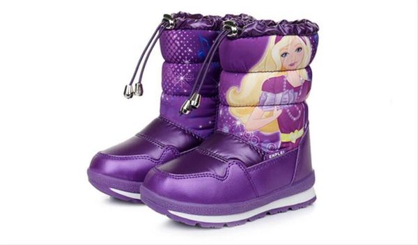 

waterproof non-slip girl boots winter boots baby princess in the tube children' wool thick snow cotton shoes, Black;grey