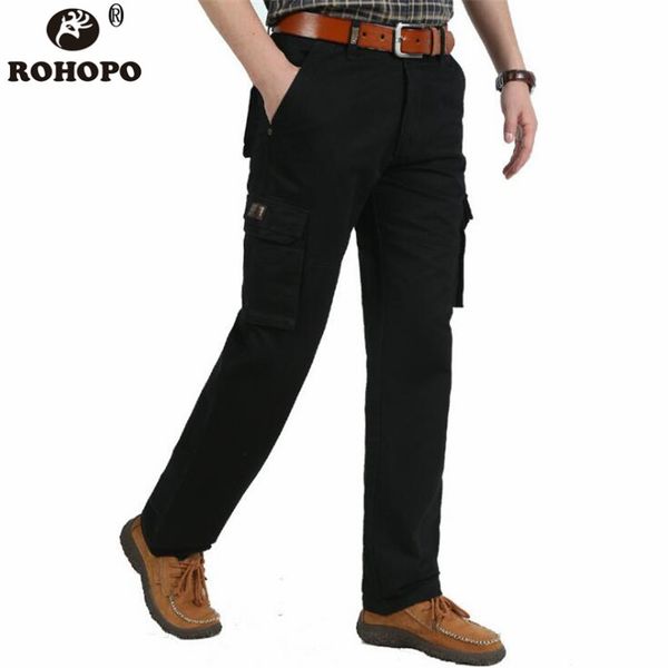 

thick male off road pockets pant men straight pure nature cotton autumn winter overall black multi pockets tooling pant trousers