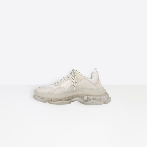 

paris france new release white shoes paris triple s clear sole trainers oversized multimaterial sneakers with air bubble inside the sole, Black