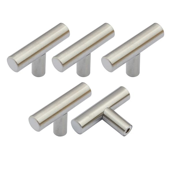 2019 Brushed Nickel Cabinet Pull Knobs T Bar Single Hole Round