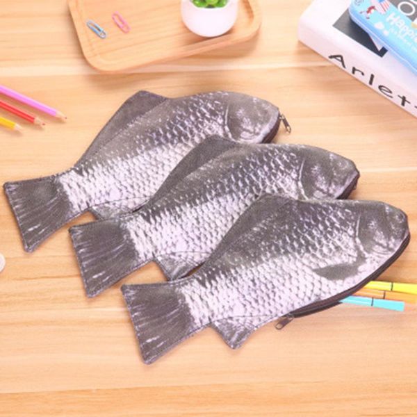 

1 pcs creative fish shape pencil case largr capacity korea style cloth pencil bags school stationery supplies gifts