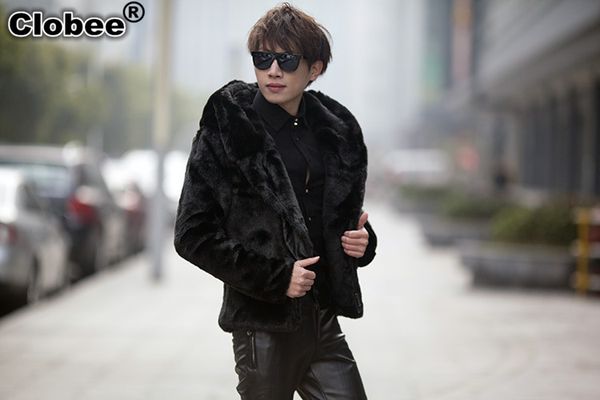 

plus size men coat 2020 winter synthetic fur fabric hooded zipper fall black 2020 street faux jacket xxxl x697