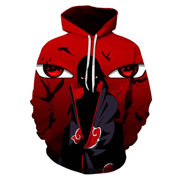 

new hoodie men japan anime naruto uchiha itachi akatsuki red cloud hoody men's sportswear kpop kakashi, Black