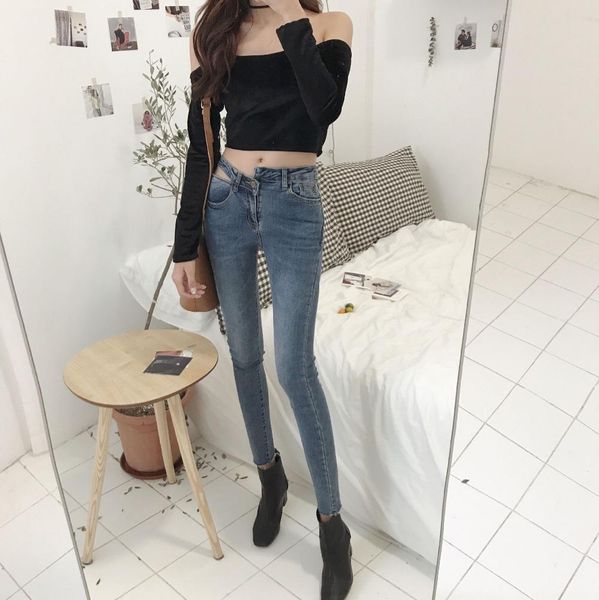

summer and autumn new candy ap1031-ap1037 color jeans ladies korean tight body pencil pants thin section, Blue