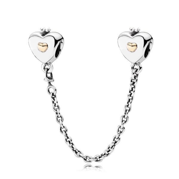 

новый 100% стерлингового серебра 1: 1 glamour 791878 сердце корона цепи безопасности оригинальные женщины свадебные ювелирные изделия 2018 п, Black