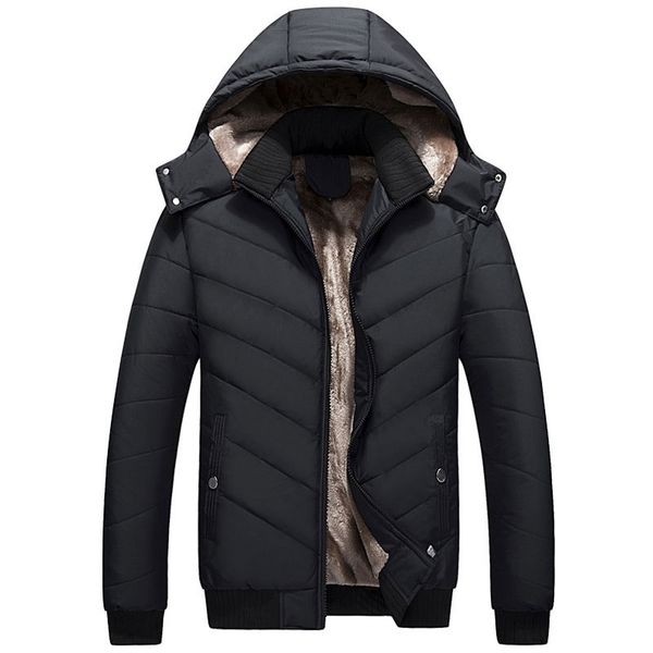 

hooded men winter jacket 2018 new fashion thicken warm hooded parkas coats male casual outwear padded outwear casaco masculino, Black