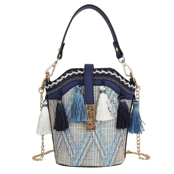 

bags for women 2020 women vintage beach straw bags ethnic style ribbon tassel beach straw bag ethnic wind ribbon messenger bag