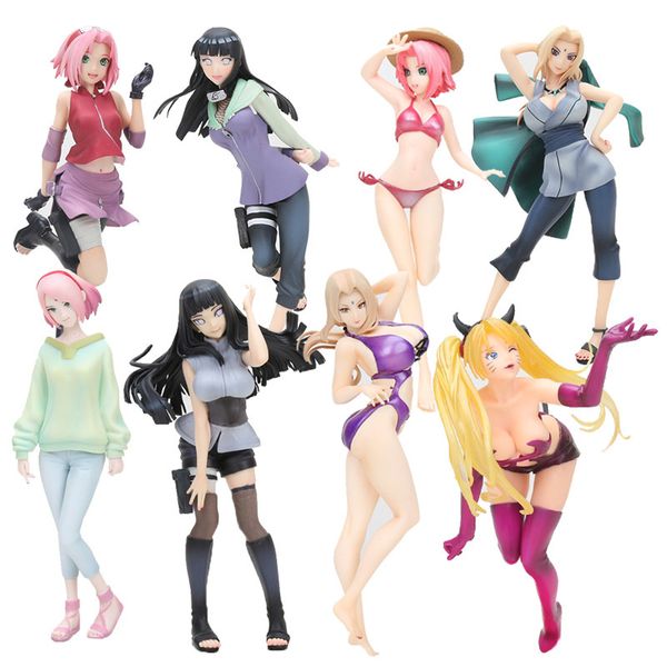 

21cm naruto shippuden hinata hyuuga tsunade figure sakura 1/7 scale painted girl version uzumaki naruto figure gifts y200421