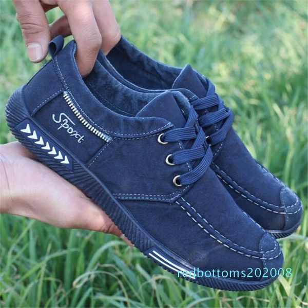 

new холст мужчины обувь denim lace-up мужчины повседневная обувь пары тапочек дышащая мужская весна осень кроссовки размер 39--46 r08, Black