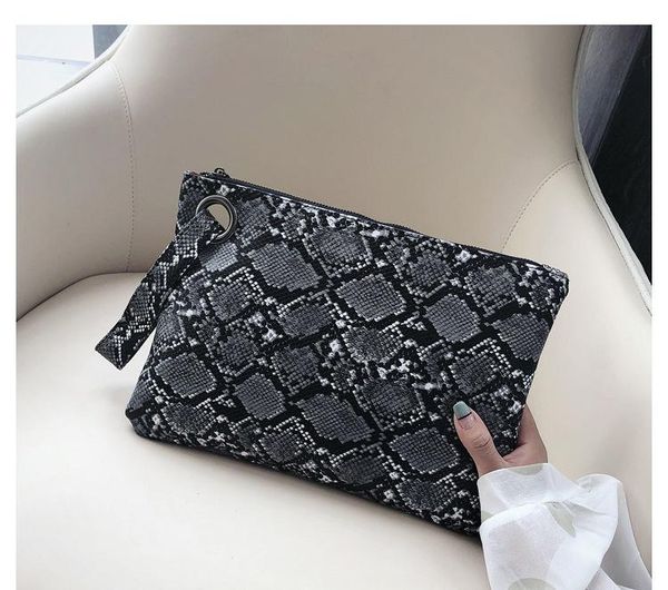 

pinshang retro women clutch bag pu snakeskin pattern zipper envelope bag