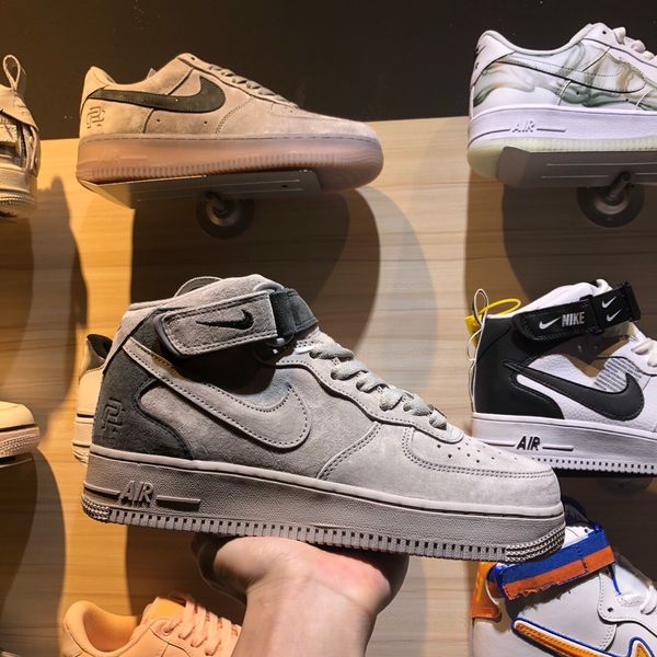 

nikÃ¨ air forcÃ¨ force 1 07 force mid x reigning 07 champ rc suede chamois grey suede aa1117-118 sneakers skateboarding running shoes 112960